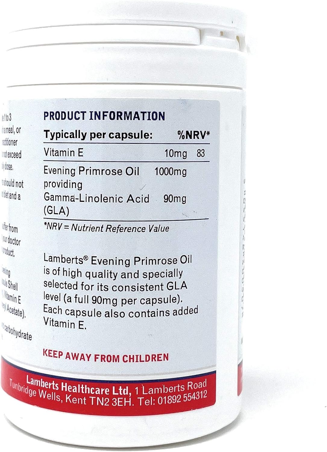 Lamberts Pure Evening Primrose Oil 1000mg - High Strength GLA Source with Vitamin E - Omega 6 Supplement - 90 Capsules - Image 4