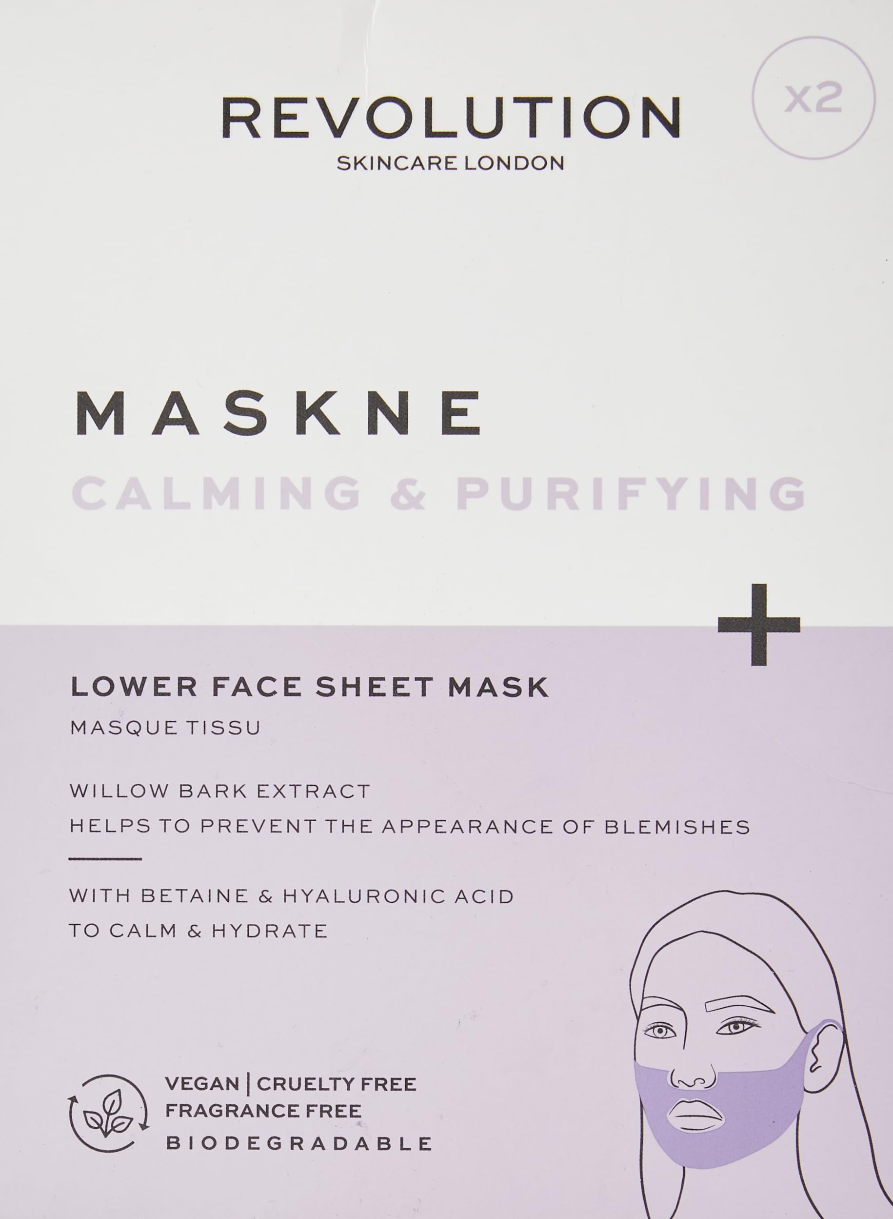 Revolution Beauty London Skincare, Maskne Calming and Purifying, Lower Face Sheet Mask