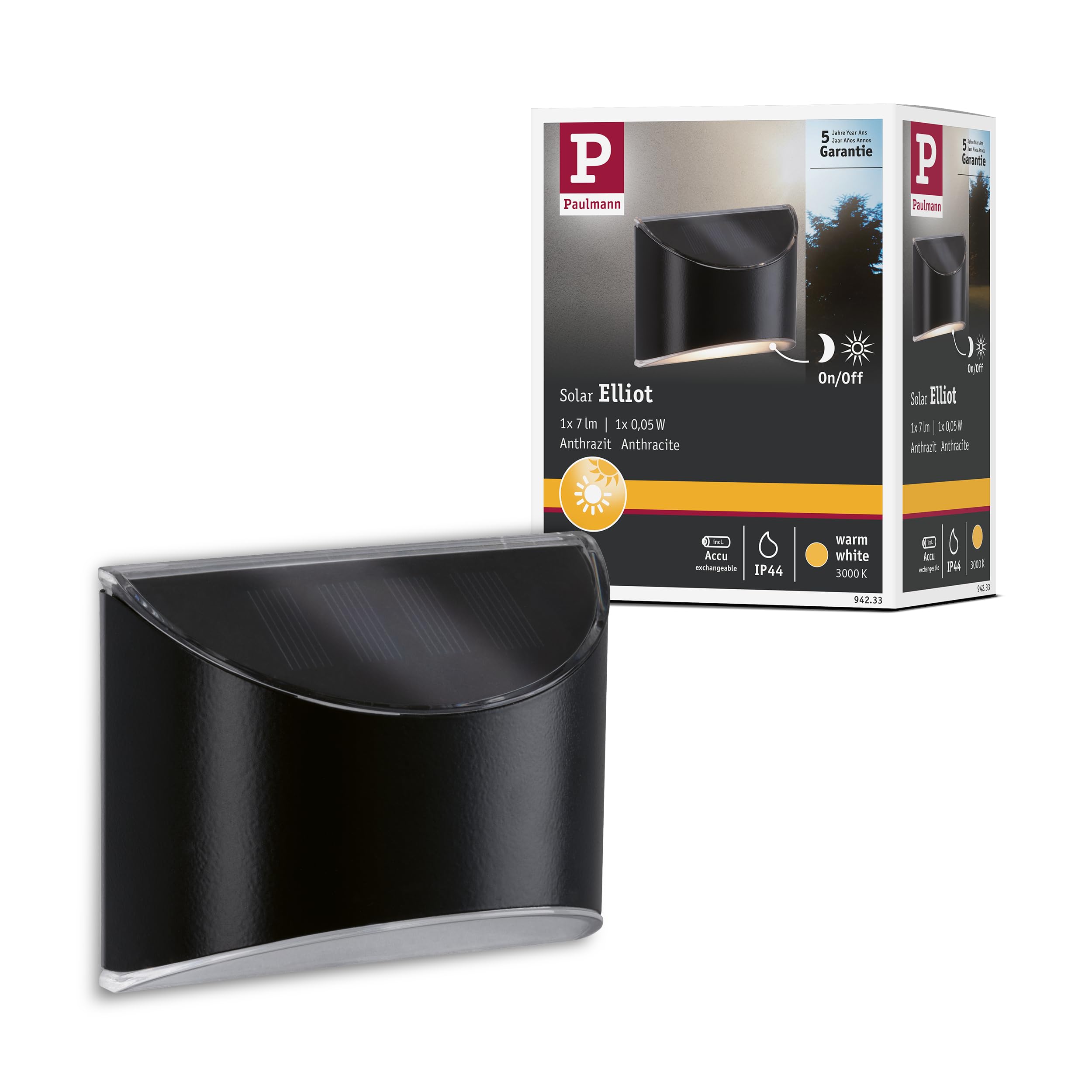 Paulmann 94233 Solar Pathway luminaire LED Outdoor luminaire incl. 1x0.05 watt Anthracite Plastic 3000 K Warm White