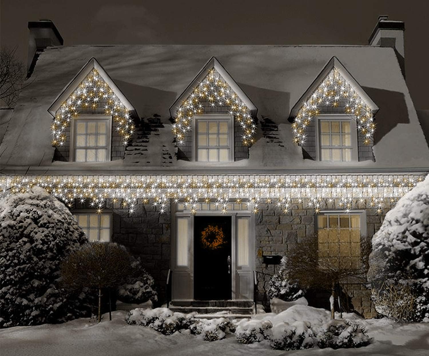Super Saturday Christmas Icicle Lights Outdoor 1000 LED 35m 115ft Lit