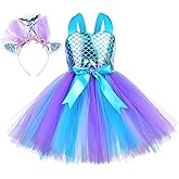 Tutu Dreams Summer 4 Colors Mermaid Dress for Girls with Headband Birthday Party Gifts Dress Up Clothes