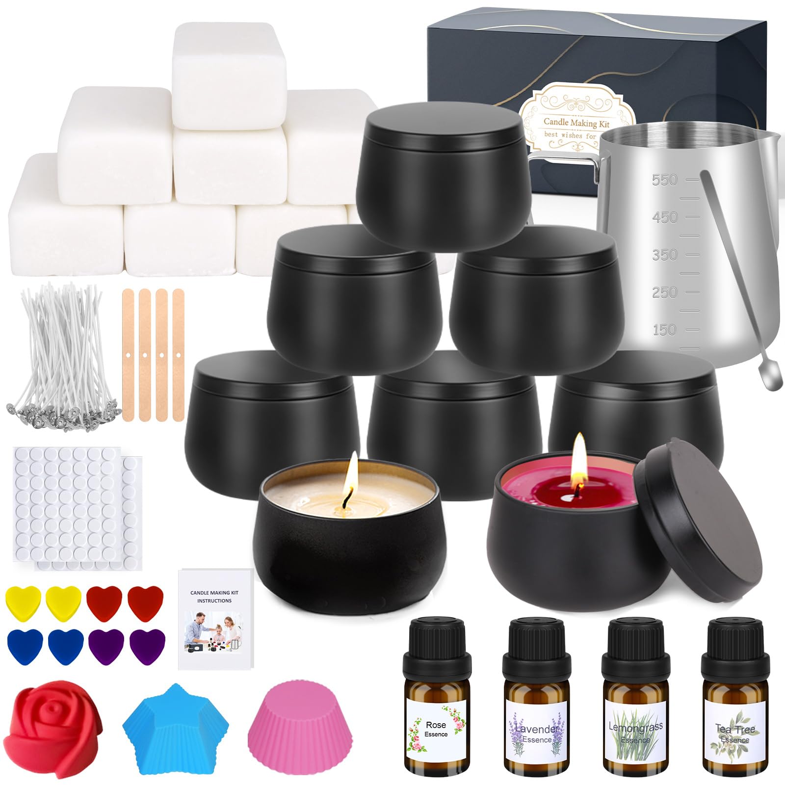 Photo 1 of Candle Making Kit for Adults - DIY Scented Candles Making Supplies with Soy Wax,Wax Melter, Essential Oils, Color Dyes, Wicks Sticker, Candle Tins - Full Candle Making Set - Perfect Home Decoration