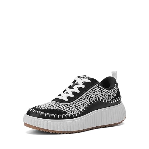 DREAM PAIRS Women Chunky Casual Platform Fashion Sneaker SDFN2379W,Size 6,Black/White,SDFN2379W