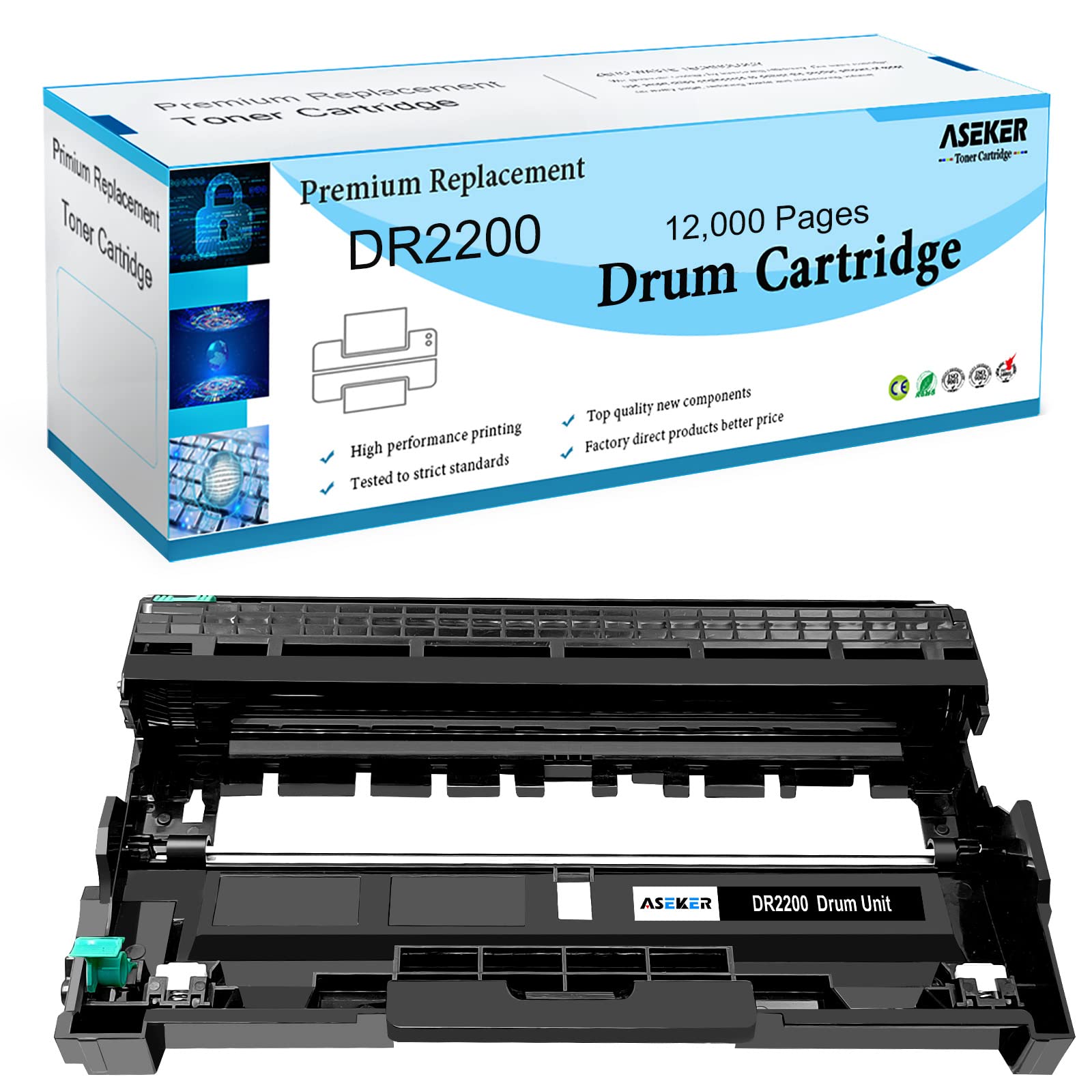 ASEKER Compatible DR-2200 DR2200 Drum Unit for Brother HL-2130 HL-2132 HL-2135W HL-2240 HL-2240N HL-2250DN HL-2270DW DCP-7055W DCP-7060D DCP-7065DN DCP-7070DW MFC-7360N MFC-7460N MFC-7860DW Printer