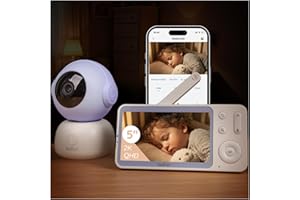 Boifun 2K Video Baby Monitor WiFi, 360° Camera & 5 Inch Split-Screen Display, Phone App & Monitor Control, Invisible Infrared