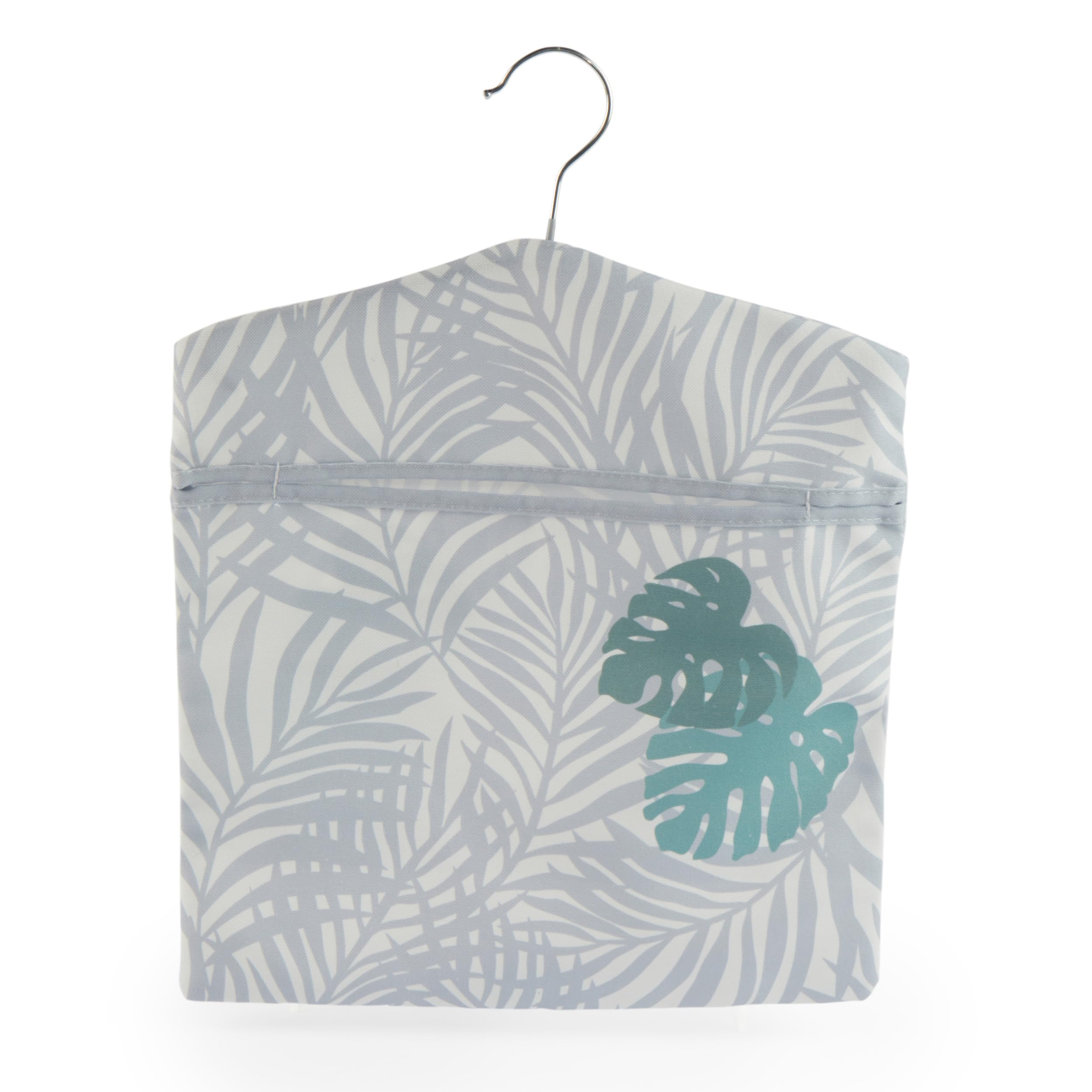 Beldray LA032005PALMFEU7 Palm Leaf Print Peg Bag – Hang on Line, Peg Organisation, Easy Hanging Hook for Storage, Holds up to 100 Peg Bags, Reusable, Indoor/Outdoor Use, Clothes Peg Bag, 33 x 30 cm