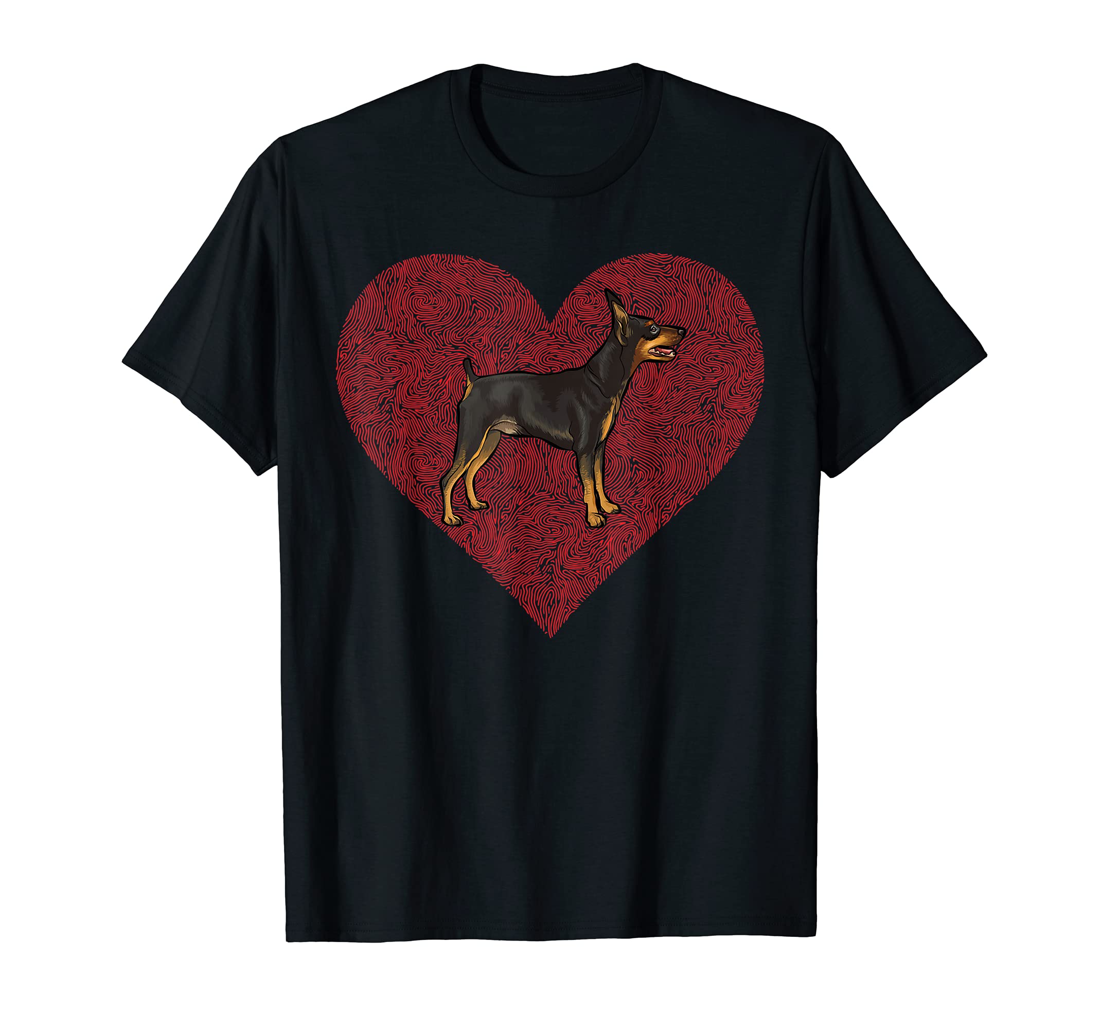 Miniature Pinscher Valentines Day Dog Love Fingerprint T-Shirt