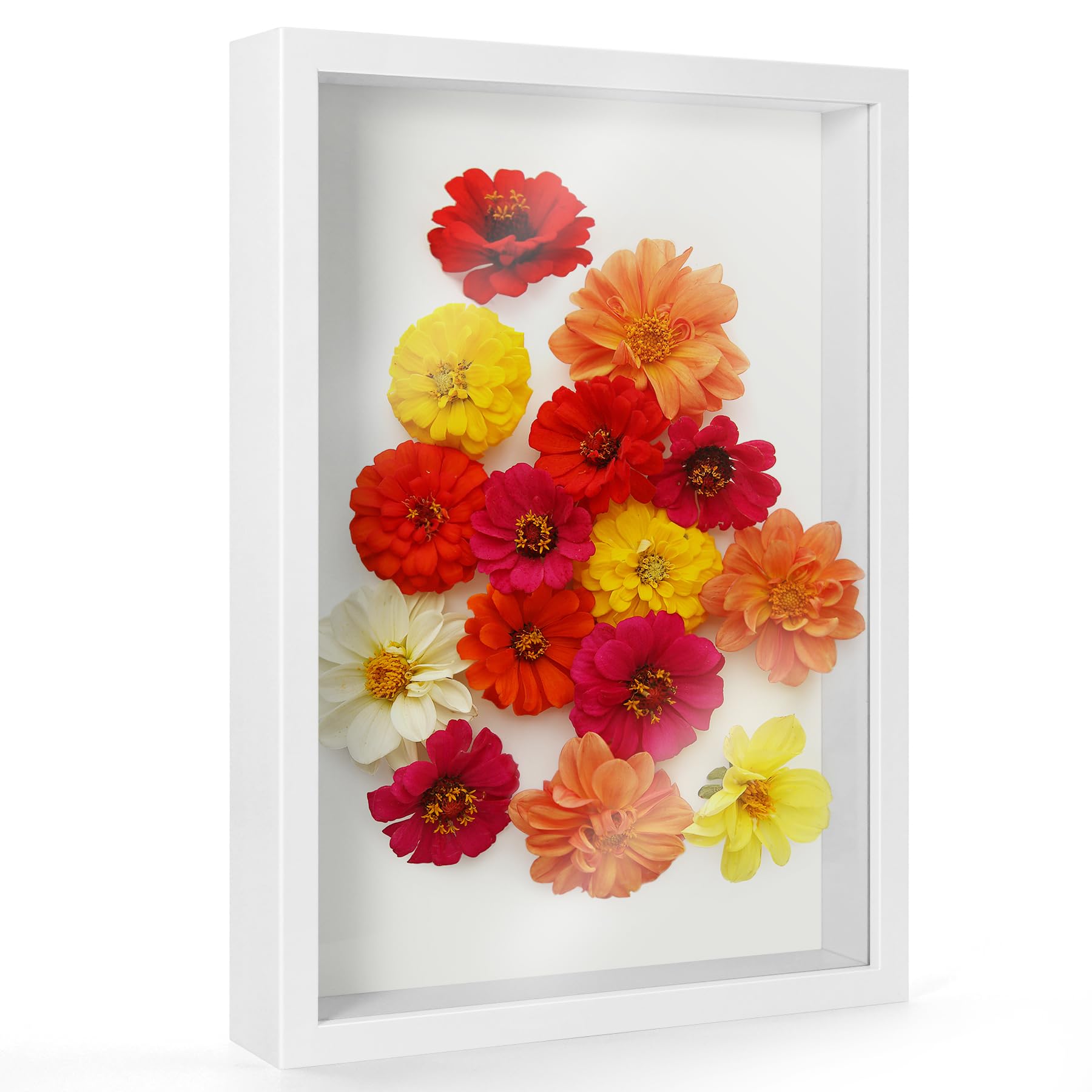 Large A4 3D Shadow Box Frame, 22.8x31.6 cm, Deep Display Case for Table or Wall, Fits Items up to 6.5 cm Thick, Wooden Memory Box for Photos, Crafts, Flowers, Medals, and Tickets (White, 5CM Depth)