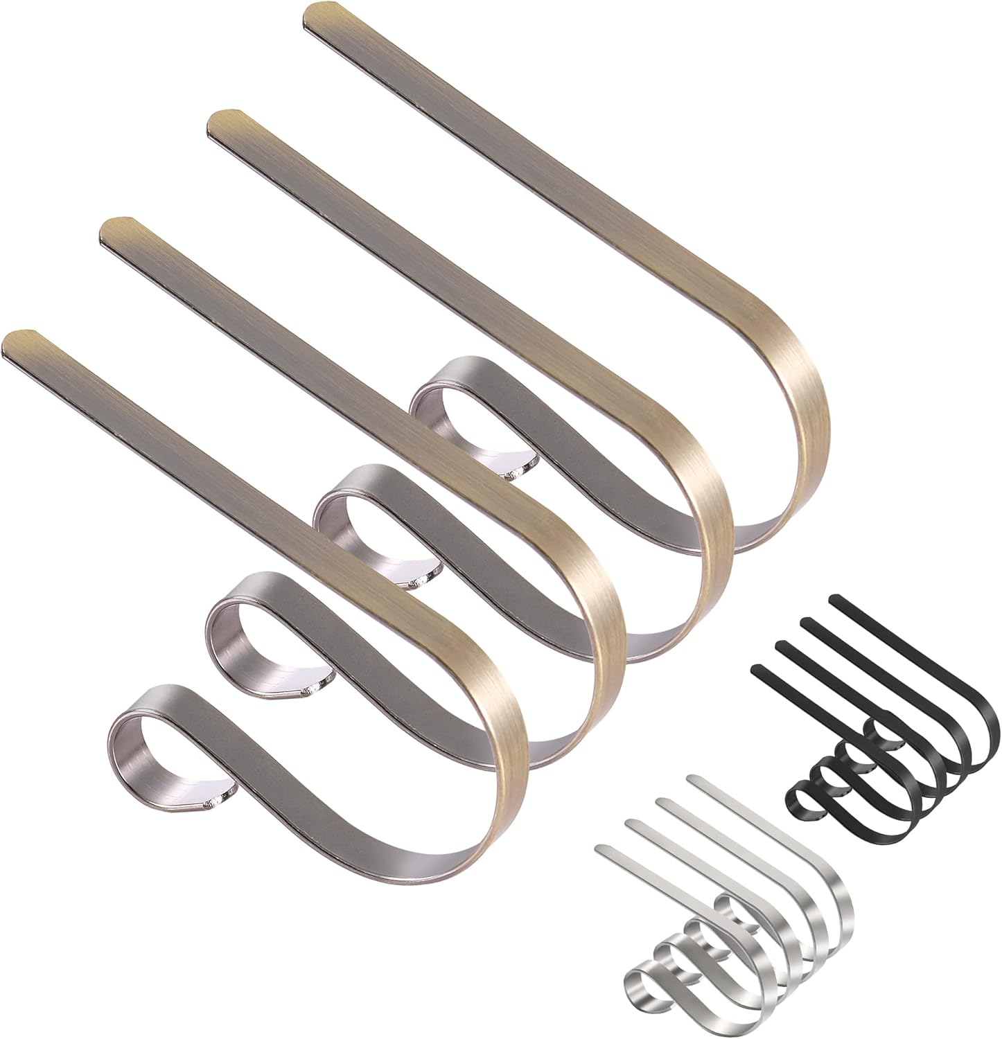 Ornament Hooks - TAROSE Christmas Stocking Holder, Set of 4, Mantle Clip Fireplace Hooks Hanger for Party Christmas Decoration Supplies (Brass)