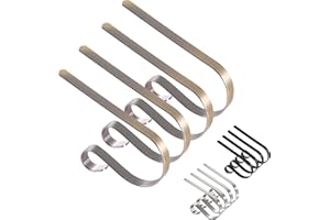 TAROSE Christmas Stocking Holder, Set of 4, Mantle Clip Fireplace Hooks Hanger for Party Christmas Decoration Supplies (Brass)