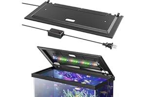 Blosail LED Aquarium Hood, Fish Tank Cover with Adjustable-Brightness Colored Light Tubes, Replaceable Full-Length Bulb, Fits 24-Inch Framed Aquariums, Black