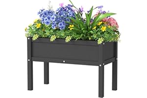 BIVODA Small HDPE Raised Garden Bed, Elevated Planter Box with Legs, Outdoor All-Weather Planter Raised Beds for Seeds, Herb, Flower, Vegetable (Black)