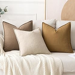MIULEE Decorative Linen Euro Sham Pillow Covers