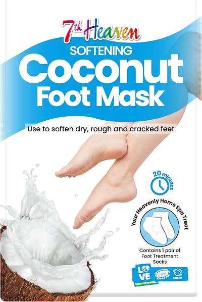 7th Heaven Coconut Foot Mask Socks Moisturising Shea Butter Argan Oil Dry Rough