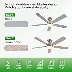Ceiling Fans with Lights, 56" Flush Mount Ceiling