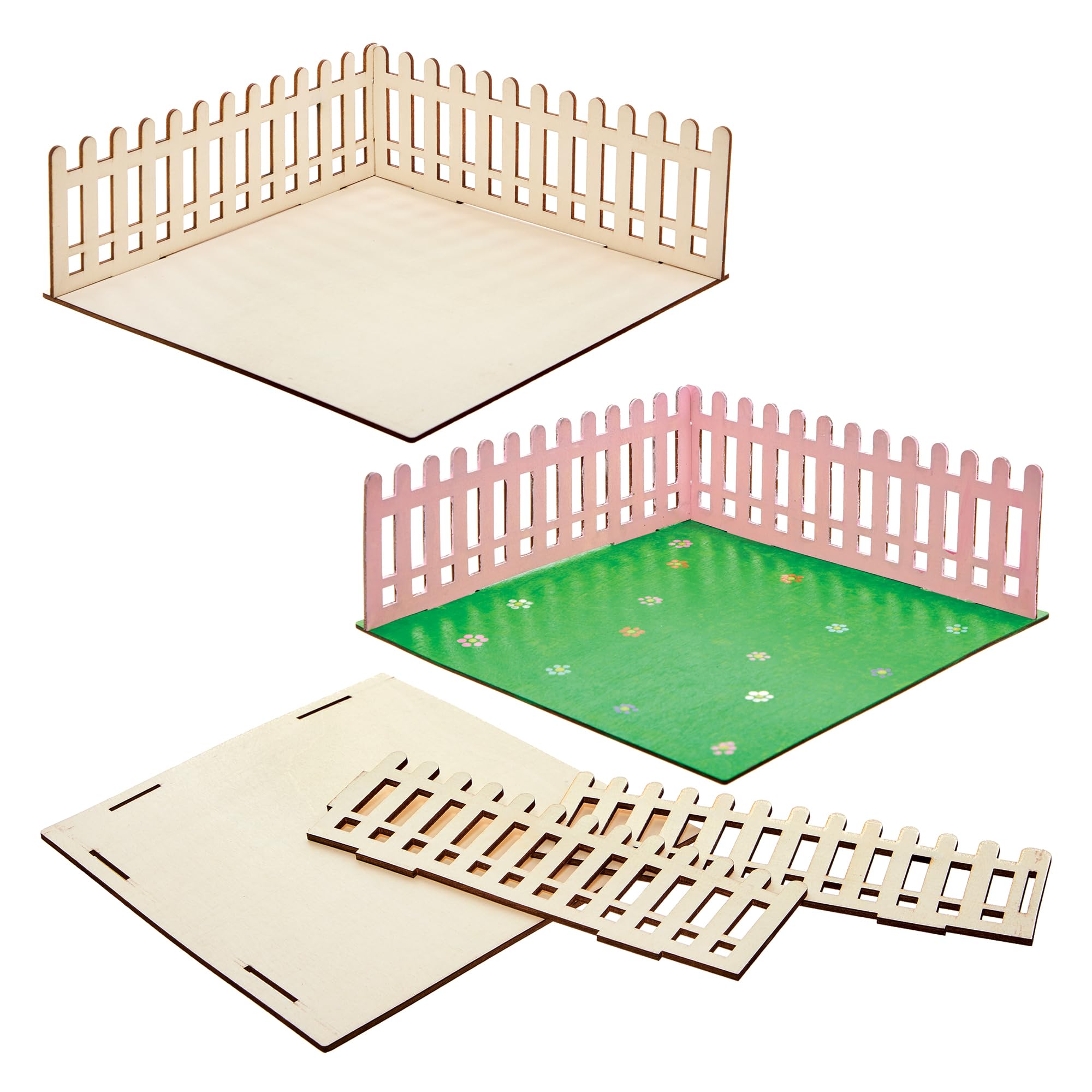 Baker Ross FN256 Mini Wooden Doll House Garden Kit - Pack of 1, Kids Dolls House Kit, Handcraft Construction Kit