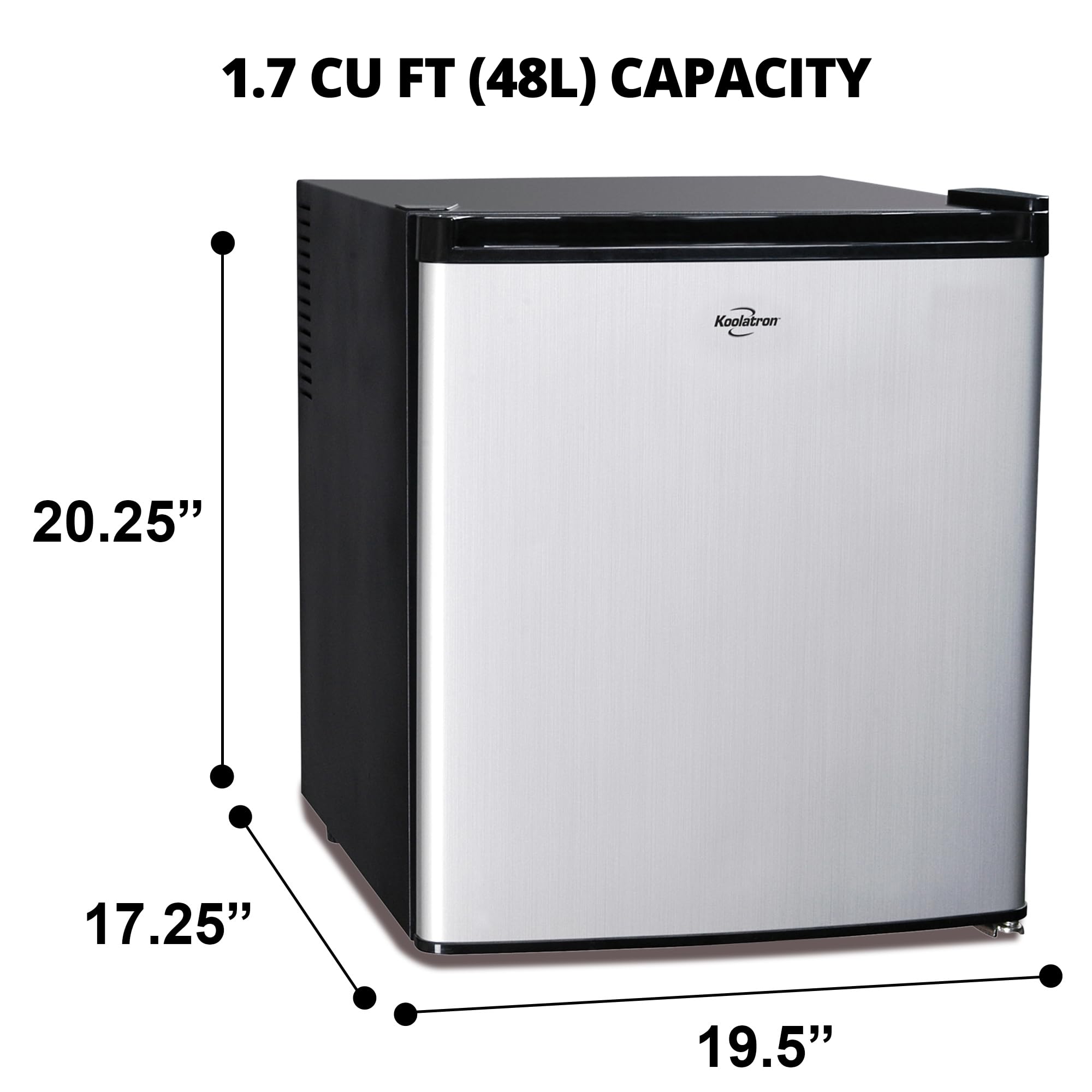 Koolatron 12V / 110V Refrigerator - Mini Fridge With Freezer For Trucks, Cool Storage For Kitchen, Bedroom, Office, Dorms, Compact Free Standing, Neveras Pequeñpara, 1.7 Cubic Feet Capacity, White