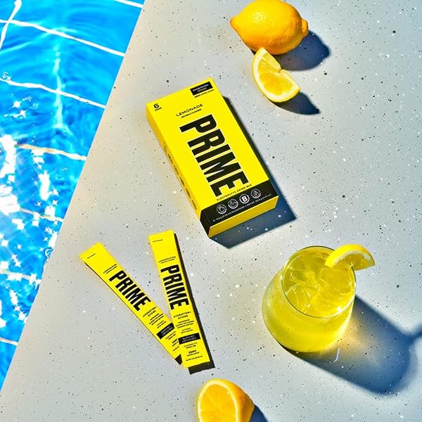 PRIME HYDRATION+ STICKS LEMONADE | HYDRATION POWDER SINGLE SERVE STICKS | ELECTROLYTE POWDER ON THE GO | LOW SUGAR | CAFFEINE-FREE | VEGAN | 6 STICKS