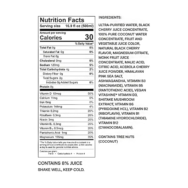 BARCODE PREMIUM SPORTS HYDRATION DRINK – NO ADDED SUGAR – ADAPTOGEN DRINK WITH ELECTROLYTES, BLACK CHERRY, 12 PACK – PLANT-BASED BEVERAGE – 12 VITAMINS & MINERALS – ASHWAGANDHA & MAGNESIUM
