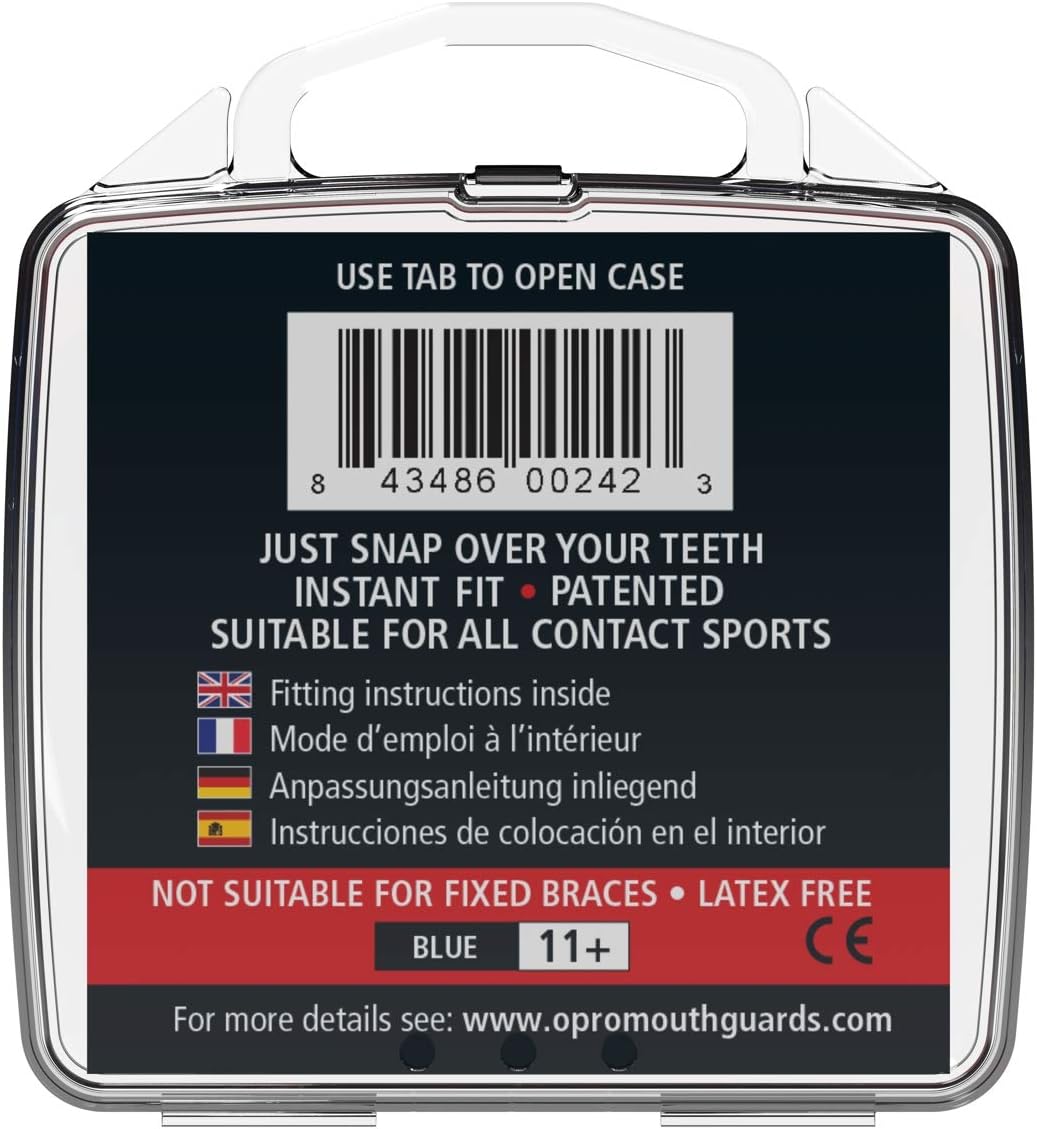 OPRO Snap-Fit Mouthguard | Gum Shield for Hockey, Rugby, and Other Contact Sports - No Boiling or Fitting Required -18 Month Dental Warranty (Adult and Youth Sizes) : Sports & Outdoors