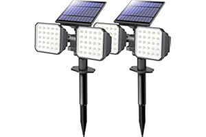 K KASONIC Kasonic Solar Spot Lights Outdoor, Waterproof Dusk-to-Dawn Solar Landscape Spotlights for Garden Yard Driveway Walkway, Daylight & Warm White, 2 Pack