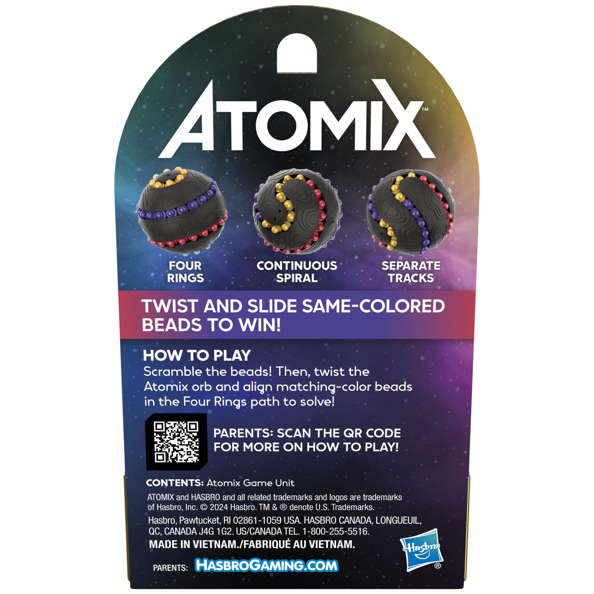 Hasbro Gaming Atomix Game for Kids, Teens, and Adults, Brainteaser Puzzle Sphere Ball and Fidget Toy, 1 Player, Portable Summer Travel Activities, Ages 7+