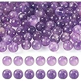 KISSITTY 80pcs Natural Amethyst Beads 10mm Round Gemstone Crystal Energy Healing Loose Spacer Beads for DIY Jewelry Bracelets Necklaces Earrings Craft Making