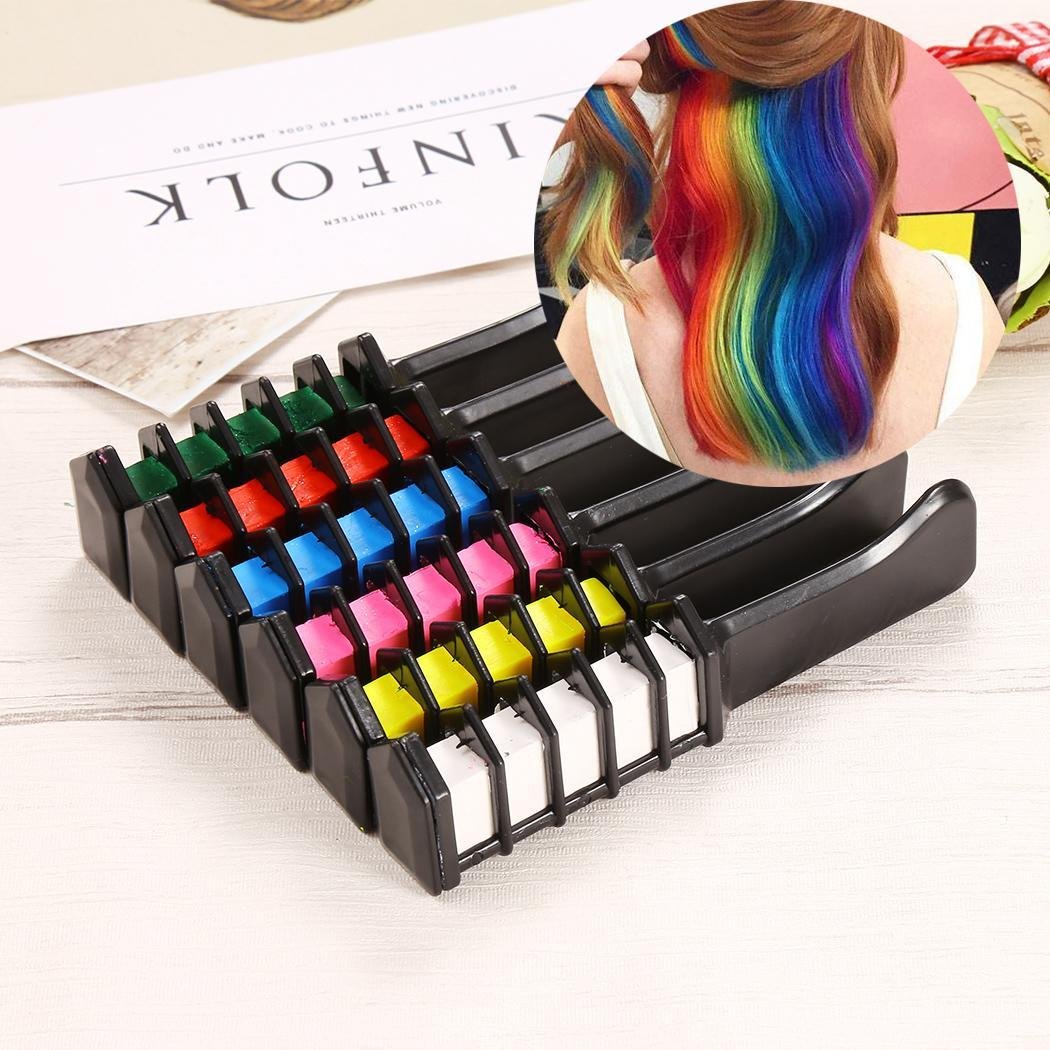 Mickee Hair Chalk Temporary Hair Color Comb Dye Salon Kit for Party Club Cosplay Hair Combs