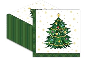 LDFDRT Christmas Tree Napkins Disposable 40-Pack - 13x13 Inch Square Christmas Paper Napkins for Holiday Table Decor and Party Supplies (6.5x6.5 Inch Folded)