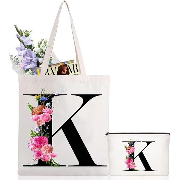 AYGE Personalized Jute Tote & Makeup Bag Set – Monogrammed Gift For Women – Beach & Daily Use