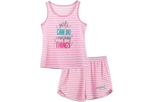 Cozchique Girls Tank Top Pajamas – Size 6 8 10 12 14 16 18 Summer Shorts Stripe PJS Set Big Kids Clothes for Tween/Teens