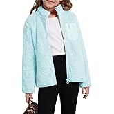 Patgoal Girls Fleece Jacket Zip Up Outerwear Warm Fuzzy Fall Winter Coat with Pocket for Kid Ages 5-14