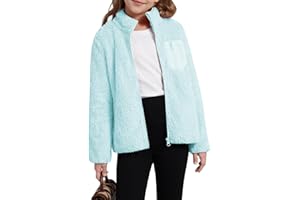 Patgoal Girls Fleece Jacket Zip Up Outerwear Warm Fuzzy Fall Winter Coat with Pocket for Kid Ages 5-14