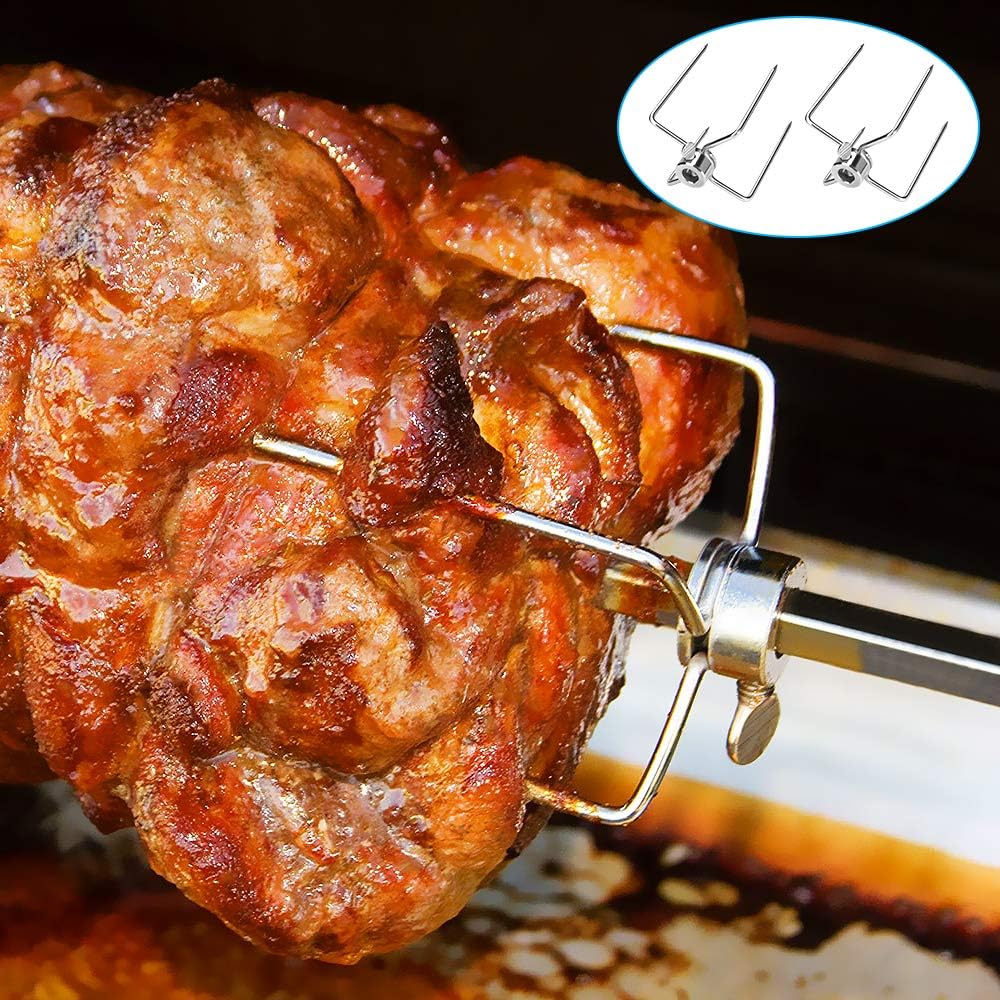 Allnice Rotisserie Spit Forks, Stainless Steel Rotisserie Prongs Meat Forks, Fits 3/8 inches Hexagon, 5/16 inches Square, and 7/16 inches Round Rotisserie Spit Rods : Garden & Outdoor