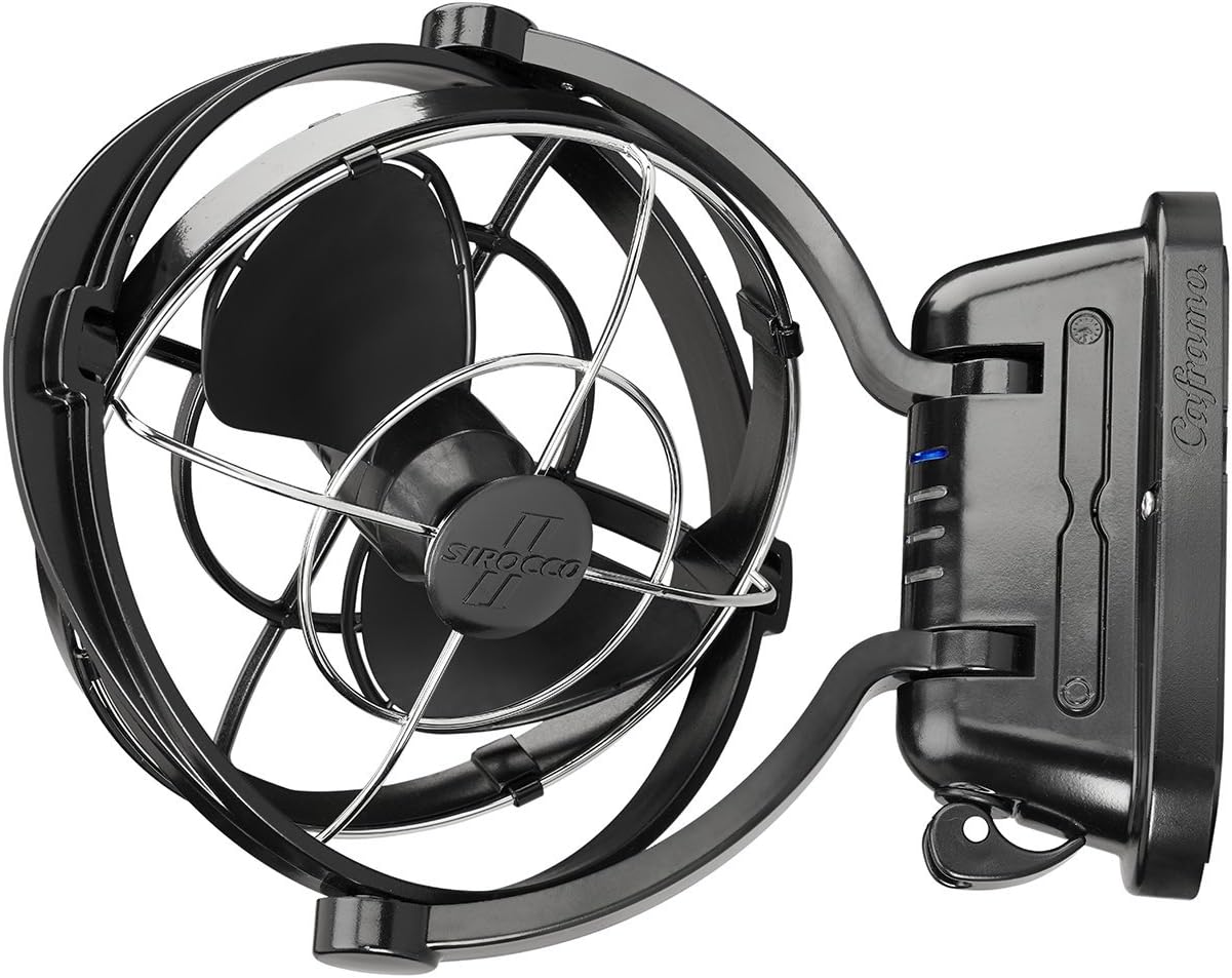 SEEKR Sirocco II, 7010CABBX, 3-Speed, 360 Degree Airflow, Direct Wire Gimbal Fan, 125/185 CFM, 12/24V, Black, 17.8cm Blade - Image 3
