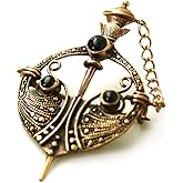 Bronze Semi Precious Black Onyx Stone Tara Pins and Brooches Celtic Norse Nordic Irish Vintage Jewelry