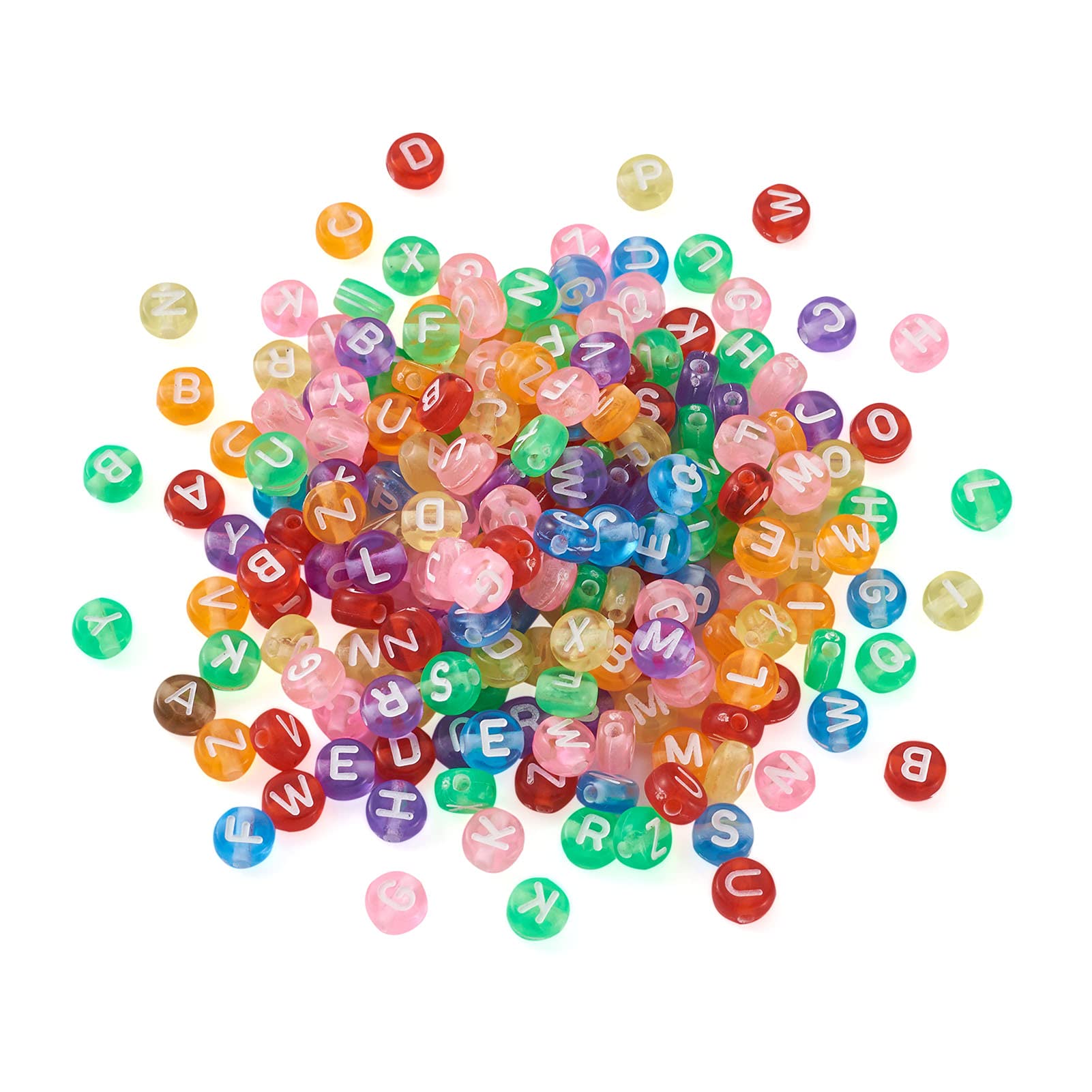 Cheriswelry About 370pcs Acrylic Alphabet Beads 7mm Transparent Colorful Flat Round Disc A-Z Letter Spacer Beads Charms for Jewellery Bracelet Making โ image 1