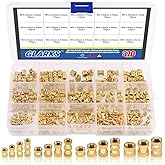 Glarks 370Pcs M2 M3 M4 M5 Female Thread Knurled Brass Threaded Insert Embedment Nut Assortment Kit for 3D Printing