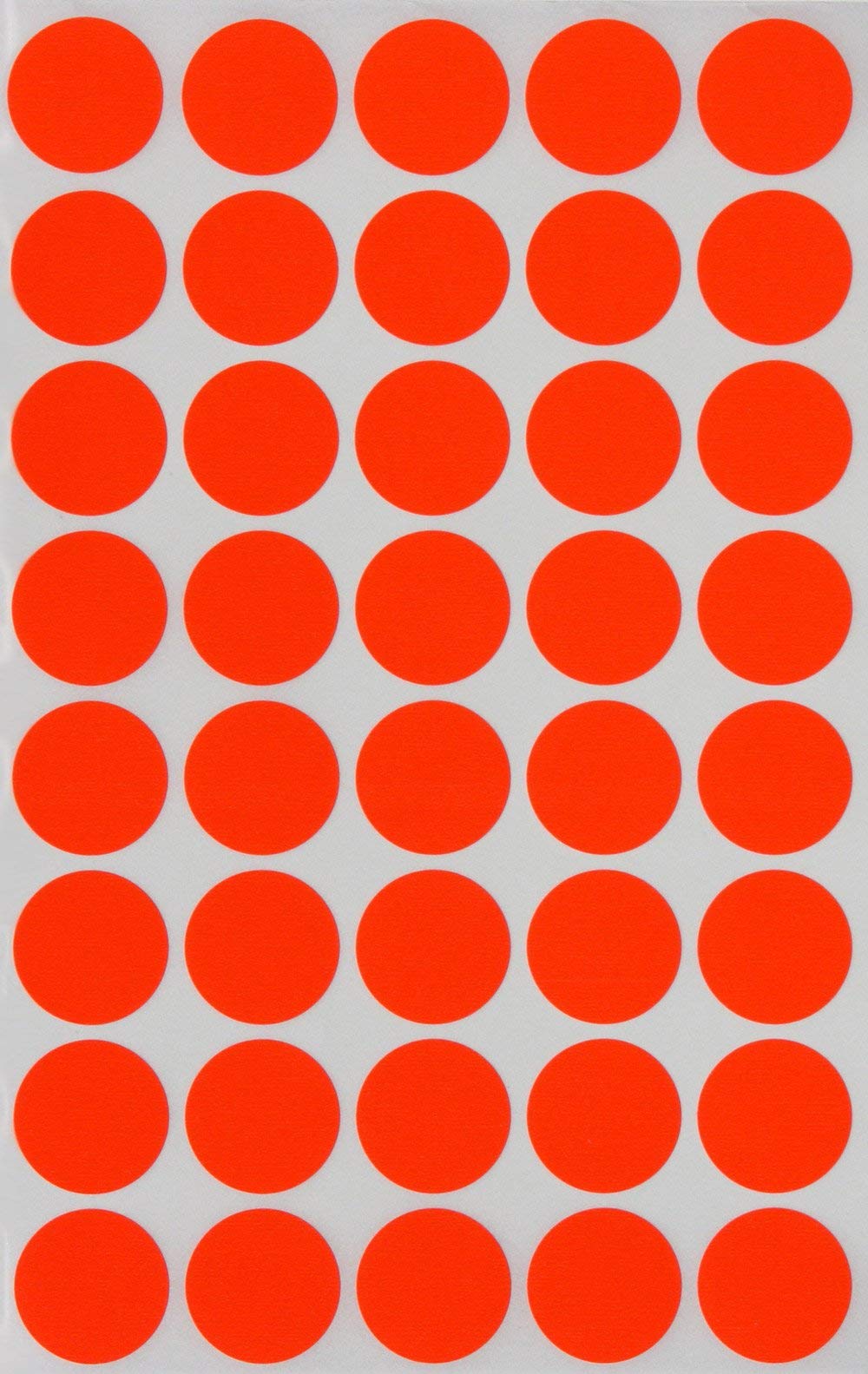 Royal Green Round Label Coloured Dot Stickers 19mm (1.9cm) 3/4 Inch - Neon Red - 600 Pack