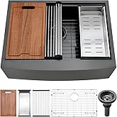 36 Inch Black Farmhouse Sink Undermount - PEPO 36 x 22 Gunmetal Black Farmhouse Kitchen Sink Ledge Workstation Apron Front 16