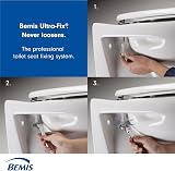 Bemis Vegas Ultra-Fix White Toilet Seat Soft Close Moulded Wood Hinges view 4