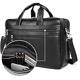 Augus Business Travel Briefcase Genuine Leather Duffel Bags for Men Laptop Bag fits 15.6 inches Laptop