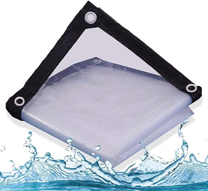 SACKDERTY 7ftx13ft Clear Tarpaulin Cover Waterproof, Clear Poly Tarps