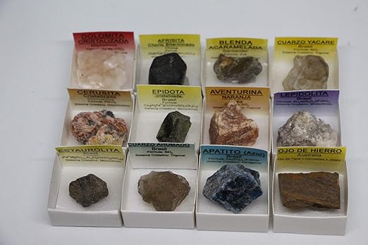Bitacora Minerales Coleccion Caja ganga Lote 12 Unidades Cristales: Amazon.es: Hogar