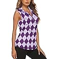 Koscacy Women's Sleeveless Golf Tennis Polo Shirts Zip Up Dry Fit Workout Tank Tops Athletic Shirt