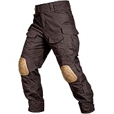 OCANXUE Men's Tactical Pants with Knee Pads Water Resistant Cargo Pants | Camo G3 Combat Pants for Airsoft Paintball Hiking with 10 Pockets No Belt