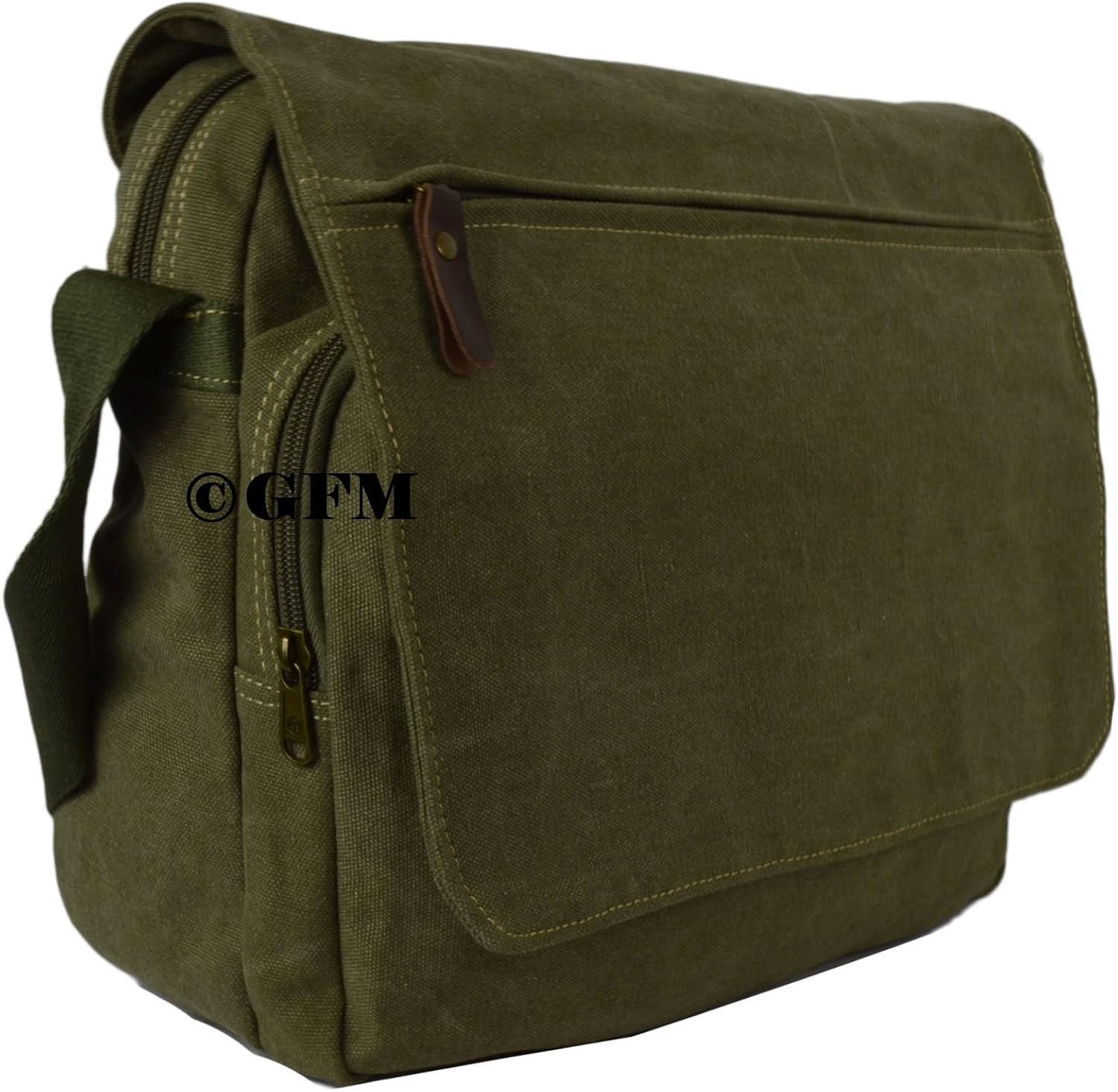 GFM® Mens Boys Canvas Messenger Bag for Up to 15.6 Inch Laptop, Tablet etc for School Office, College, Uni,Casual, Travel - Image 3