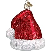 Old World Christmas Santa Hat Glass Blown Ornament for Christmas Tree, Handcrafted Holiday Decoration, Santa Collection