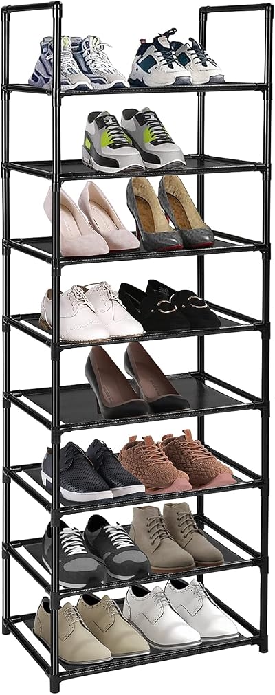 esonstyle 8 Tier Shoe Rack 16-20 Pairs Tall Narrow Organizer