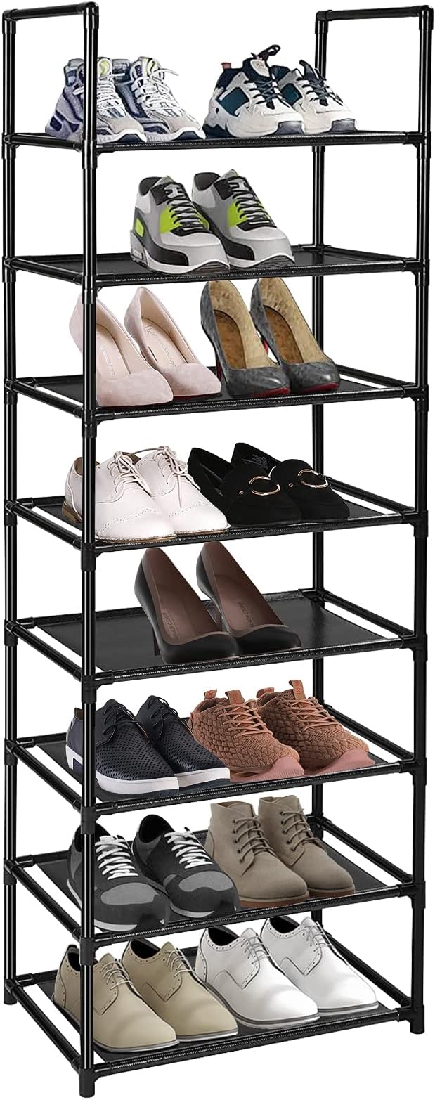 esonstyle 8 Tier Shoe Rack 16-20 Pairs Tall Narrow Organizer